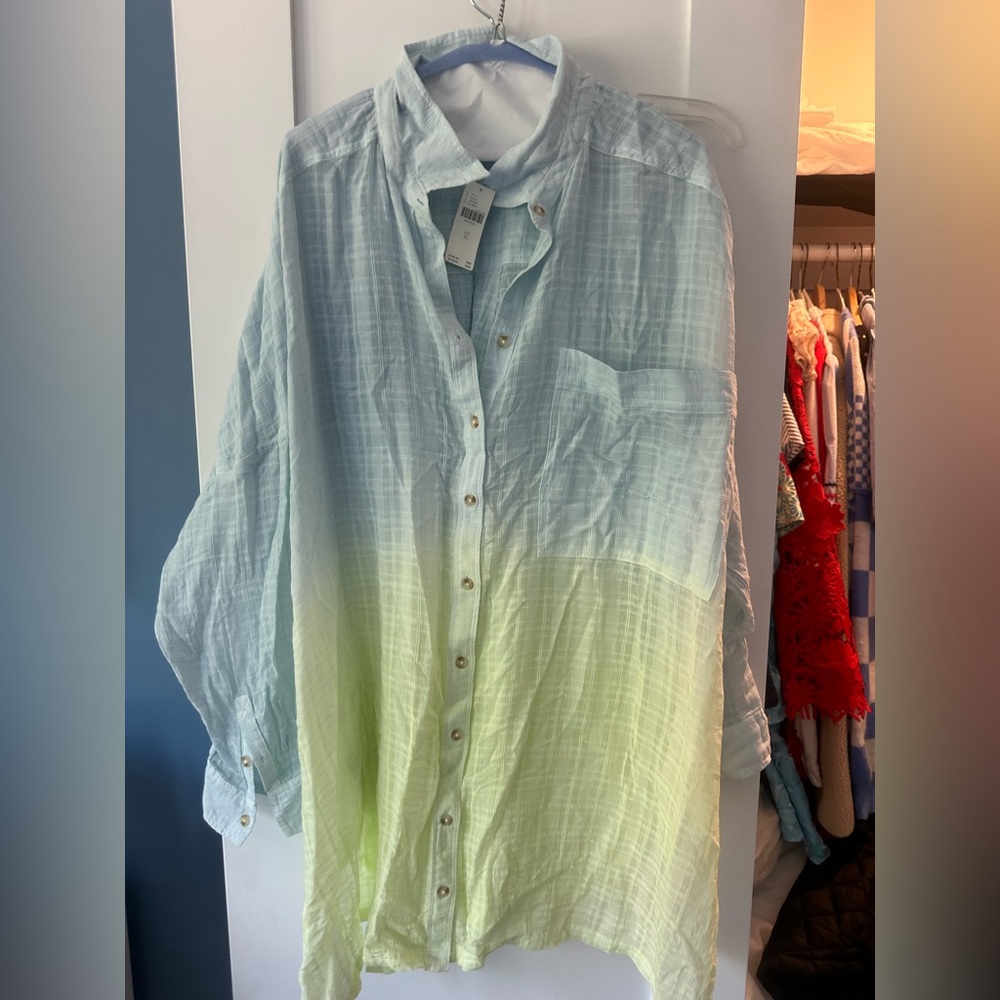 Anthropologie Blue and Green Ombre Swim Coverup